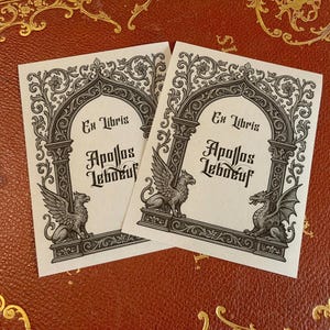 Dragon and Griffon, personalizowane ekslibrisy Fairtyale, wykonane na tradycyjnym papierze gumowym, 3 cale x 4 cale, zestaw 30 sztuk