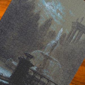 Park with a Fountain in the Moonlight by Carl Gustav Carus, Large 1,014-piece Puzzle, 20in x 30in