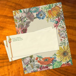 Conjunto de papelaria artesanal luxuoso e brilhante para jardim para escrita de cartas, personalizado, 12 folhas/10 envelopes