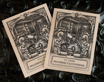 Lamp of Knowledge, Personalized Ex-Libris Bookplates, Crafted on Traditional Gummed Paper, 3in x 4in, Set of 30