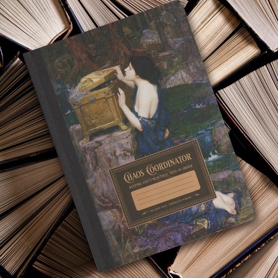 Pandora, Chaos Coordinator, John William Waterhouse, Softcover Notebook, Lined Idea Book/Journal with Perforated Margins, 5.75 x 8in