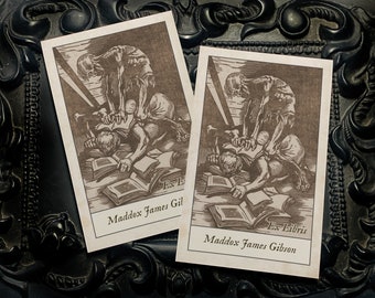 Death and Victim, Dark Academia, Personalized Ex-Libris Bookplates, Crafted on Traditional Gummed Paper, 2.5in x 4in, Set of 30