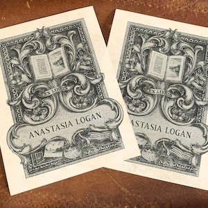 Artistic Renaissance, Personalized Ex-Libris Bookplates, Crafted on Traditional Gummed Paper, 3in x 4in, Set of 30