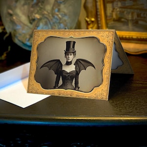 Donna vittoriana con ali di pipistrello, set di biglietti d'auguri di Halloween, con buste bianche, 5 pollici x 7 pollici