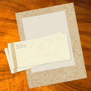 Gold Leaf, Luxurious Handcrafted Stationery Set for Letter Writing, Personalized, 12 Sheets/10 Envelopes