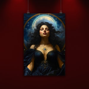 Póster/impresión gótico El éxtasis de Selene, diosa lunar Nyx, disponible en varios tamaños