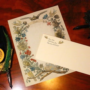 Calligraphic Doves, Luxurious Handcrafted Stationery Set for Letter Writing, Personalized, 12 Sheets/10 Envelopes