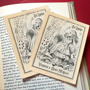 Cartoline volanti, Alice nel Paese delle Meraviglie, Ex libris personalizzati, realizzati su carta gommata tradizionale, 3 pollici x 4 pollici, set di 30