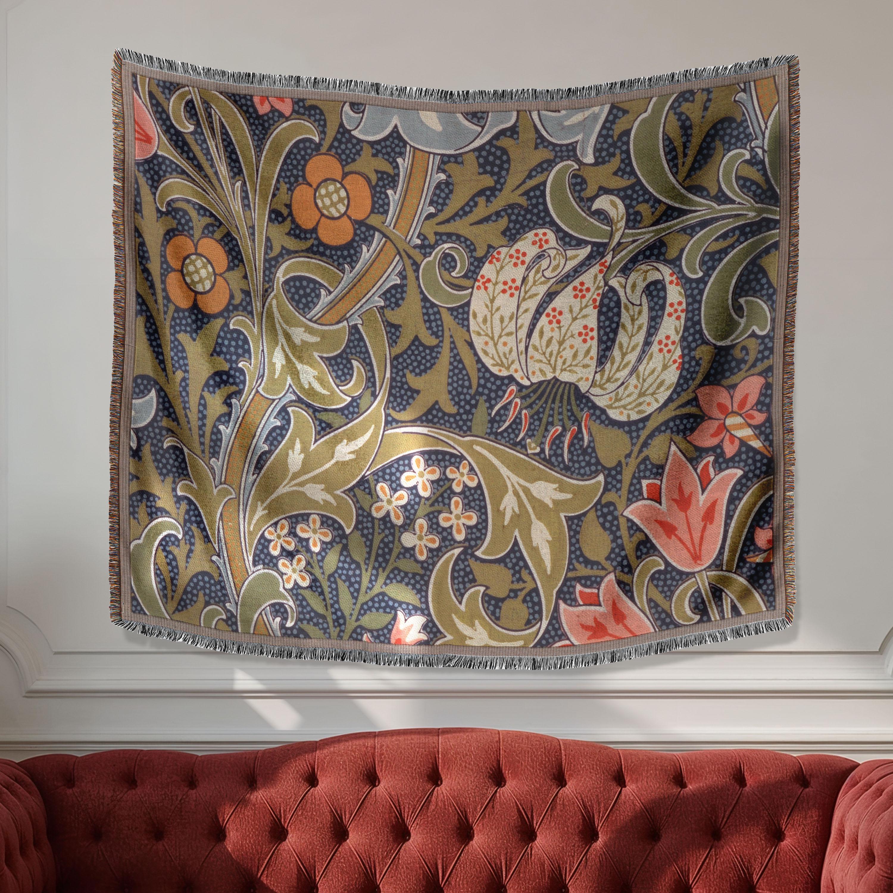 Golden Lily by John Henry Dearle, Arts and Crafts Woven Blanket