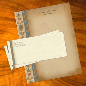 Rowena, Luxurious Handcrafted Stationery Set for Letter Writing, Personalized, 12 Sheets/10 Envelopes