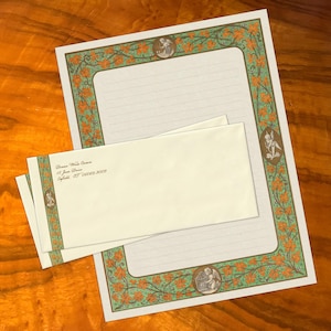 Hadas de Otoño, lujoso juego de papelería hecho a mano para escribir cartas, personalizado, 12 hojas/10 sobres