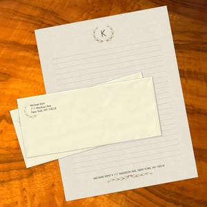 Monograma Sprig, luxuoso conjunto de papelaria artesanal para escrita de cartas, personalizado, 12 folhas/10 envelopes, disponível em 4 cores