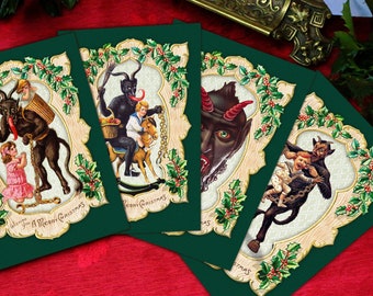 Naughty Krampus, Gruss Vom Krampus, lot de cartes postales de Noël victorien, 6 motifs, lot de 12