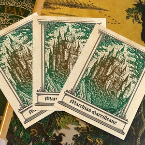 Fantasy Castle, Personalized Ex-Libris Bookplates, Crafted on Traditional Gummed Paper, 3in x 4in, Set of 30 image 4