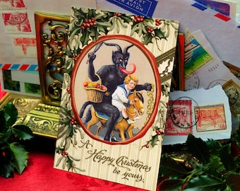 Jeu de cartes postales de Noël victoriennes Creepy Krampus, 6 motifs, lot de 12