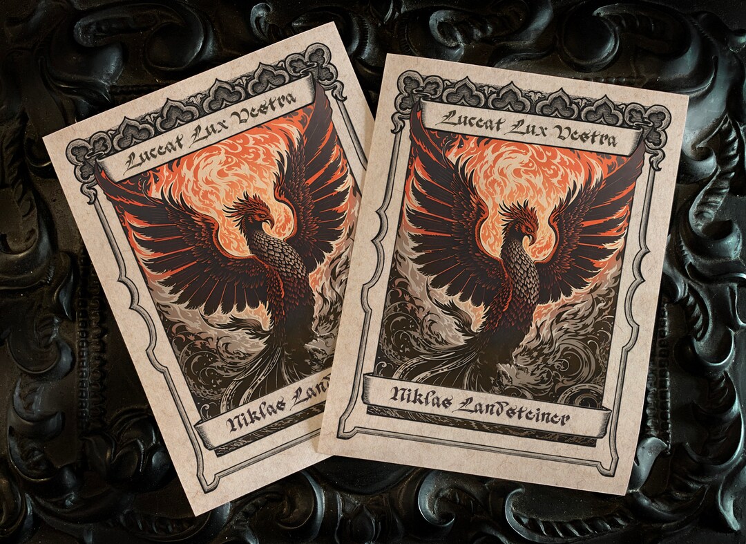 Phoenix Rising From the Flames, Personalized Ex-libris Bookplates ...