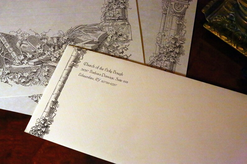 Church Window, Luxurious Christian Stationery, Personalized and Handcrafted, 12 Sheets/10 Envelopes, Available in Two Colors image 6