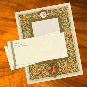 Bacchus Filigree, Luxurious Handcrafted Stationery Set for Letter Writing, Personalized, 12 Sheets/10 Envelopes