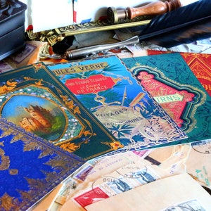 Distinguished Book Bindings Postcard/Greeting Card Set for Literature and Art Lovers, 6 Designs, 12 Cards