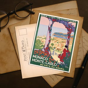 Monaco Monte-Carlo, Vintage Reisepostkarten, erhältlich in Bündeln von 30 oder 50, Umschläge nicht enthalten, 11,8 x 15,2 cm (flache Karten).