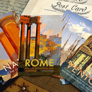 Jeu de cartes postales/cartes de voeux Dreaming of Italy, design exclusif, 6 motifs, 12 cartes
