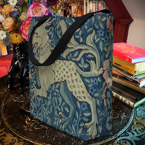 Fantastic Beast, Medieval Tapestry Fragment, All-Over Print Large Tote Bag/Beach Bag, 16in x 20in