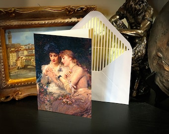 A Thorn Among the Roses, Lesbian Valentine's Day Greeting Card with Gold Foil Envelope, 1 Card/Envelope