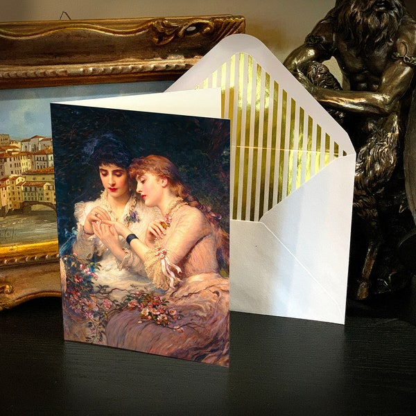 A Thorn Among the Roses, Lesbian Valentine's Day Greeting Card with Gold Foil Envelope, 1 Card/Envelope