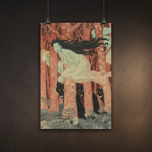 Three Witches and Three Wolves by Eugène Grasset, Premium Museum Quality Poster, Available in Multiple Sizes