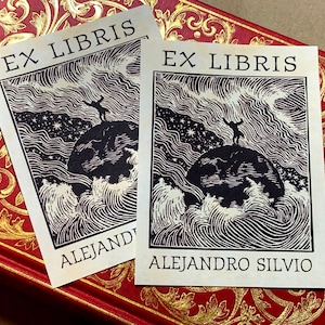 On Top of the World, Personalized Ex-Libris Bookplates, Crafted on Traditional Gummed Paper, 3in x 4in, Set of 30