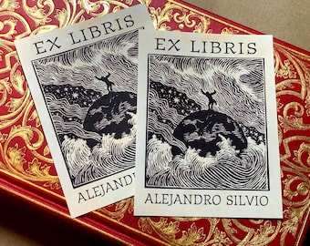 On Top of the World, Personalized Ex-Libris Bookplates, Crafted on Traditional Gummed Paper, 3in x 4in, Set of 30