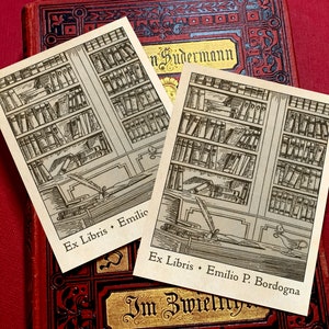 Bookcases, Personalized Ex-Libris Bookplates, Crafted on Traditional Gummed Paper, 3in x 4in, Set of 30