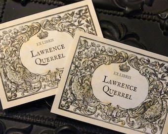 Royal Eagles, Personalized Ex-Libris Bookplates, Crafted on Traditional Gummed Paper, 3.25in x 2.5in, Set of 30