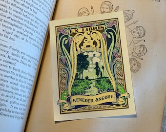 Vista al lago, ex libris personalizados Ex-Libris, elaborados con papel engomado tradicional, 3 x 4 pulgadas, juego de 30