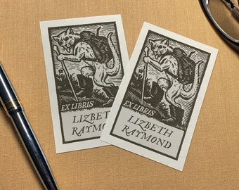 Puss in Boots, Personalized Ex-Libris Bookplates, Crafted on Traditional Gummed Paper, 2.5in x 4in, Set of 30