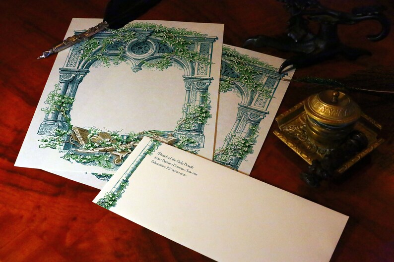 Church Window, Luxurious Christian Stationery, Personalized and Handcrafted, 12 Sheets/10 Envelopes, Available in Two Colors image 2