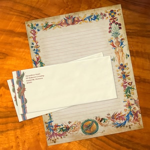 Ojos del dragón, manuscrito iluminado, lujoso juego de papelería artesanal para escribir cartas, personalizado, 12 hojas/10 sobres