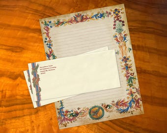 Eyes of the Dragon, Illuminated Manuscript, Luxurious Handcrafted Stationery Set for Letter Writing, Personalized, 12 Sheets/10 Envelopes