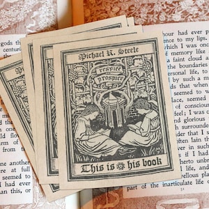 Respire Prospire, Personalized Children&#39;s Ex-Libris Bookplates, Crafted on Traditional Gummed Paper, 3in x 4in, Set of 30