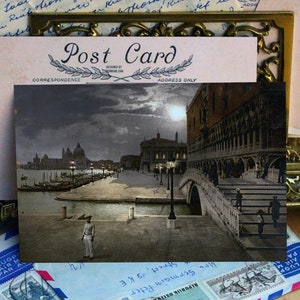 Ensemble de cartes postales/cartes de voeux Venice by Moonlight, design exclusif, 4 motifs, 12 cartes