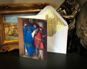 Meeting on the Turret Stairs by Frederic William Burton, Valentine&#39;s Day Greeting Card with Gold Foil Envelope, 1 Card/Envelope