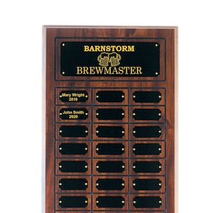 Cherry Finish Perpetual Plaque with 24 Plates, Employee of the month plaque, recognition plaque, service award plaque, multi plate plaque