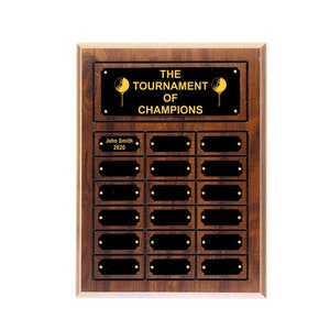 Cherry Finish Perpetual Plaque with 18 Plates, Employee of the month plaque, recognition plaque, service award plaque, multi plate plaque