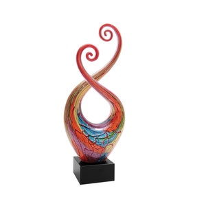 twist art glass sculpture, hand blown glass, blown glass sculpture, corporate glass award, achievement glass award, colorful glass sculpture