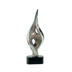 twist art glass sculpture, hand blown glass, blown glass sculpture, corporate glass award, achievement glass award, colorful glass sculpture