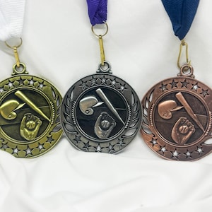 Custom Engraved 2.25&quot; Galaxy Baseball Medals | Gold, Silver & Bronze | 1st 2nd 3rd Place