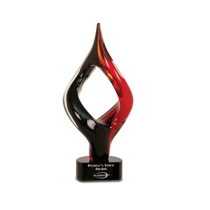 unique glass sculpture, hand blown glass, blown glass sculpture, corporate glass award, achievement glass award, colorful glass sculpture
