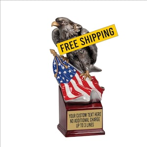 Eagle With Flag Award, Military Award, Silver Eagle Award, USA Eagle, USA Award, Patriotic Award, Eagle Trophy, American Award, Military