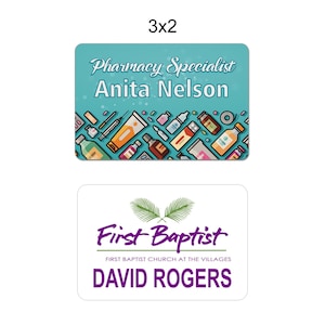 Custom Full Color Name Tag, Personalized Office Badge (3x2)