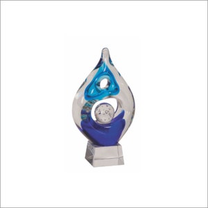unique glass sculpture, hand blown glass, blown glass sculpture, corporate glass award, achievement glass award, colorful glass sculpture
